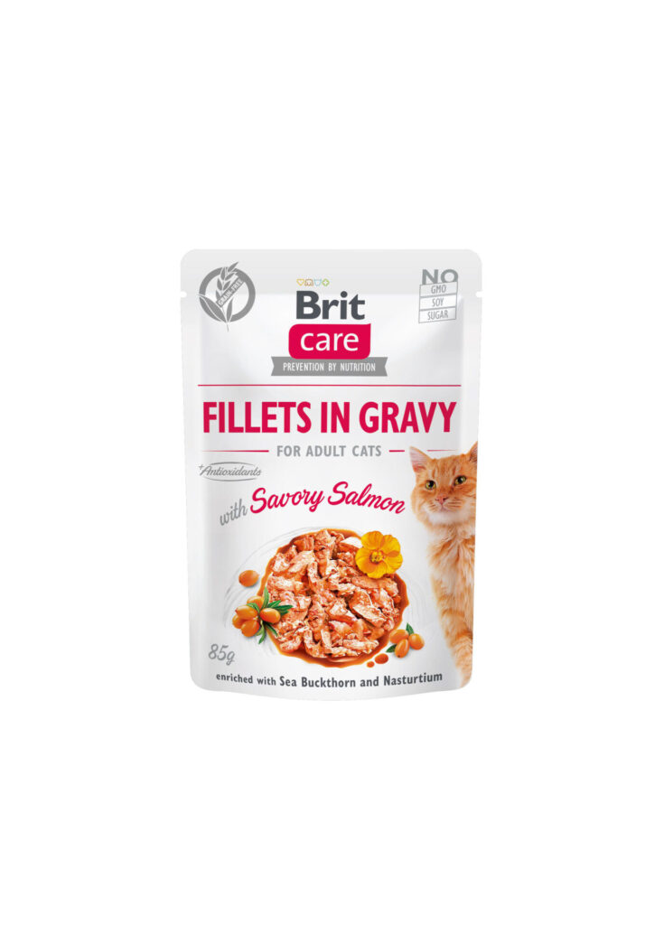 Вологий корм для котів Brit Care Cat pouch, філе в соусі, пікантний лосось