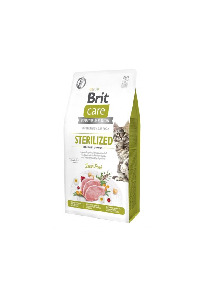 Сухий корм Brit Care Cat by Nutrition Sterilized Immunity Support для стерилізованих котів, зі свининою - 7 кг